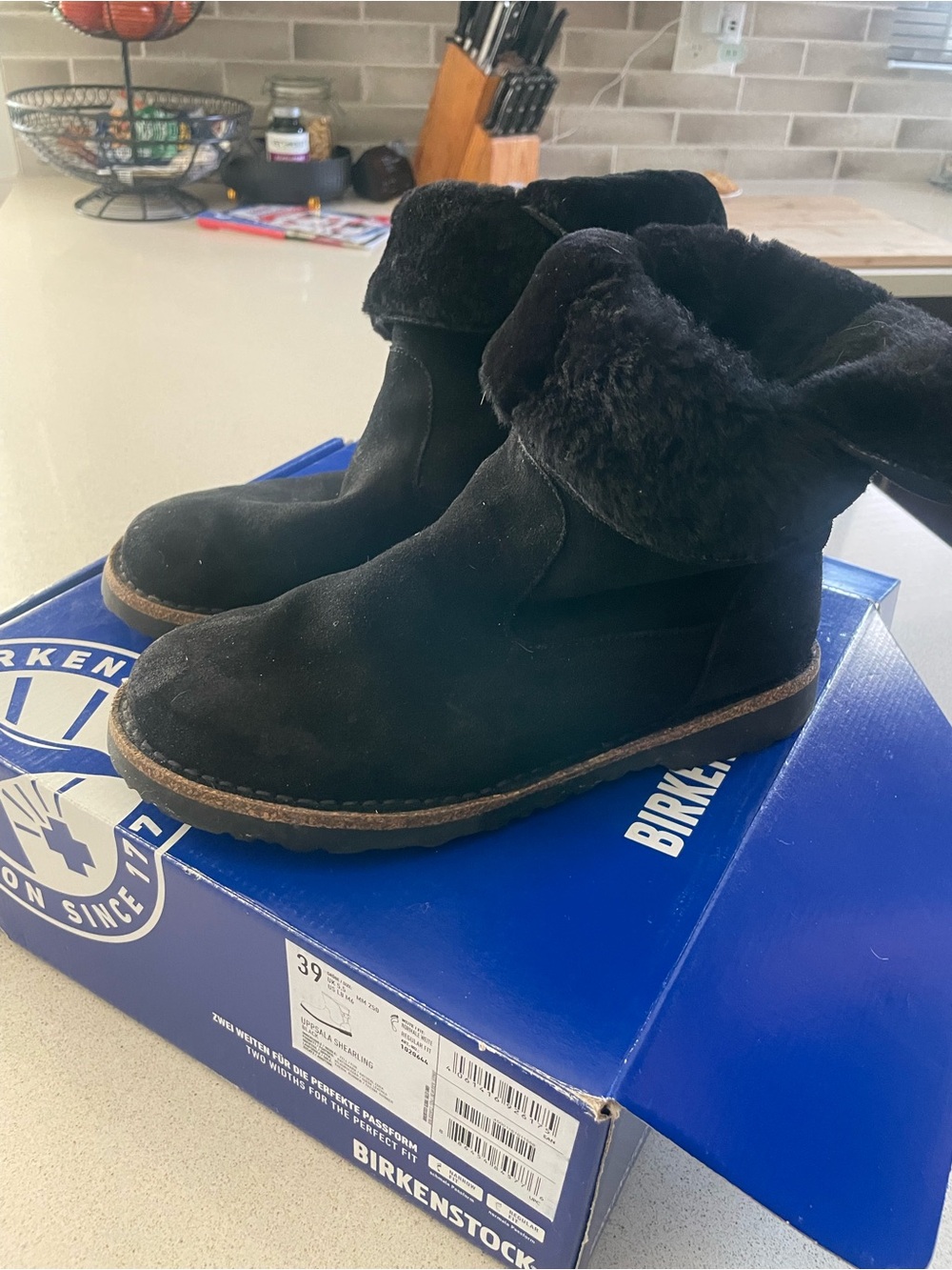 Uppsala Shearling Black - Birkenstock suede ankle boots - size 9